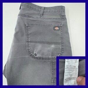 Dickies FLEX Tough Max Work Pants Men 38x30 Gray Cotton Blend Carpenter Cargo